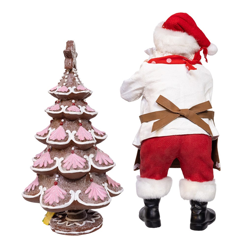 Santa Decorating Gingerbread Tree - 2 Piece Set