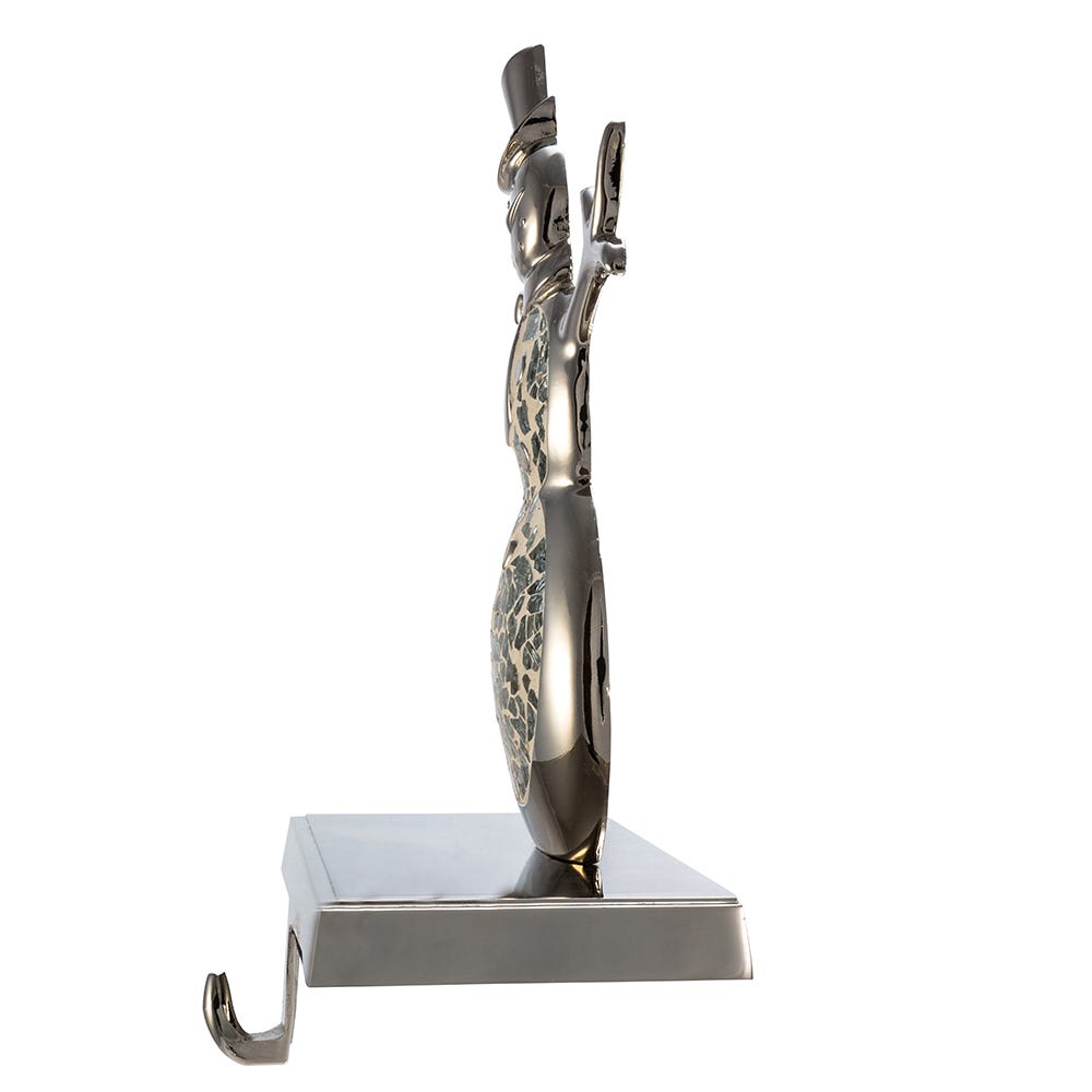 Silver Feather Mosaic Stocking Holder - Snowman