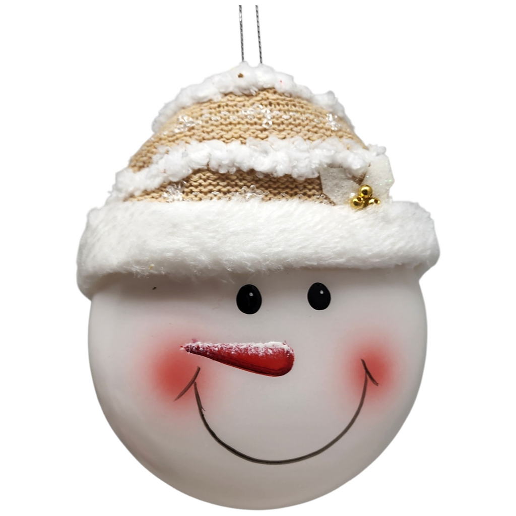 Glass "Lightable" Snowman Ornament - Golden Knit Hat