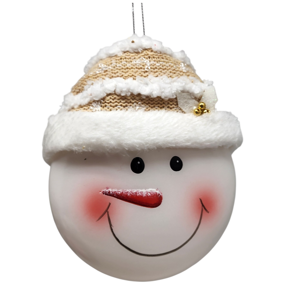 Glass "Lightable" Snowman Ornament - Golden Knit Hat