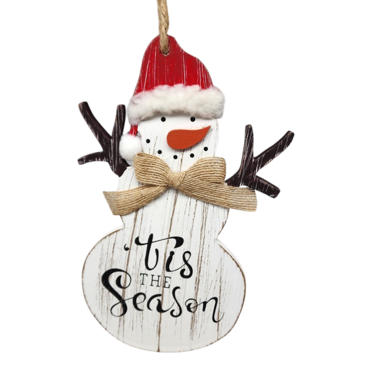 Charming Wooden Snowman Ornament