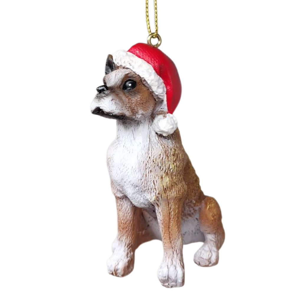 Dog in a Santa Hat Ornament - Pit Bull