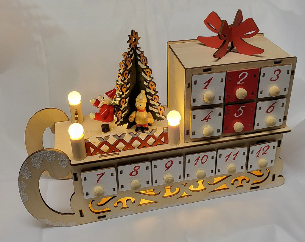 6-light LED Santa Sleigh With Advent Calendar