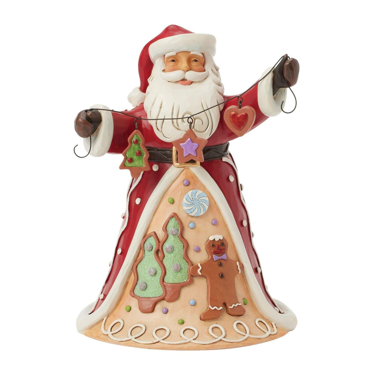 Santa with Gingerbread Garland Figurine