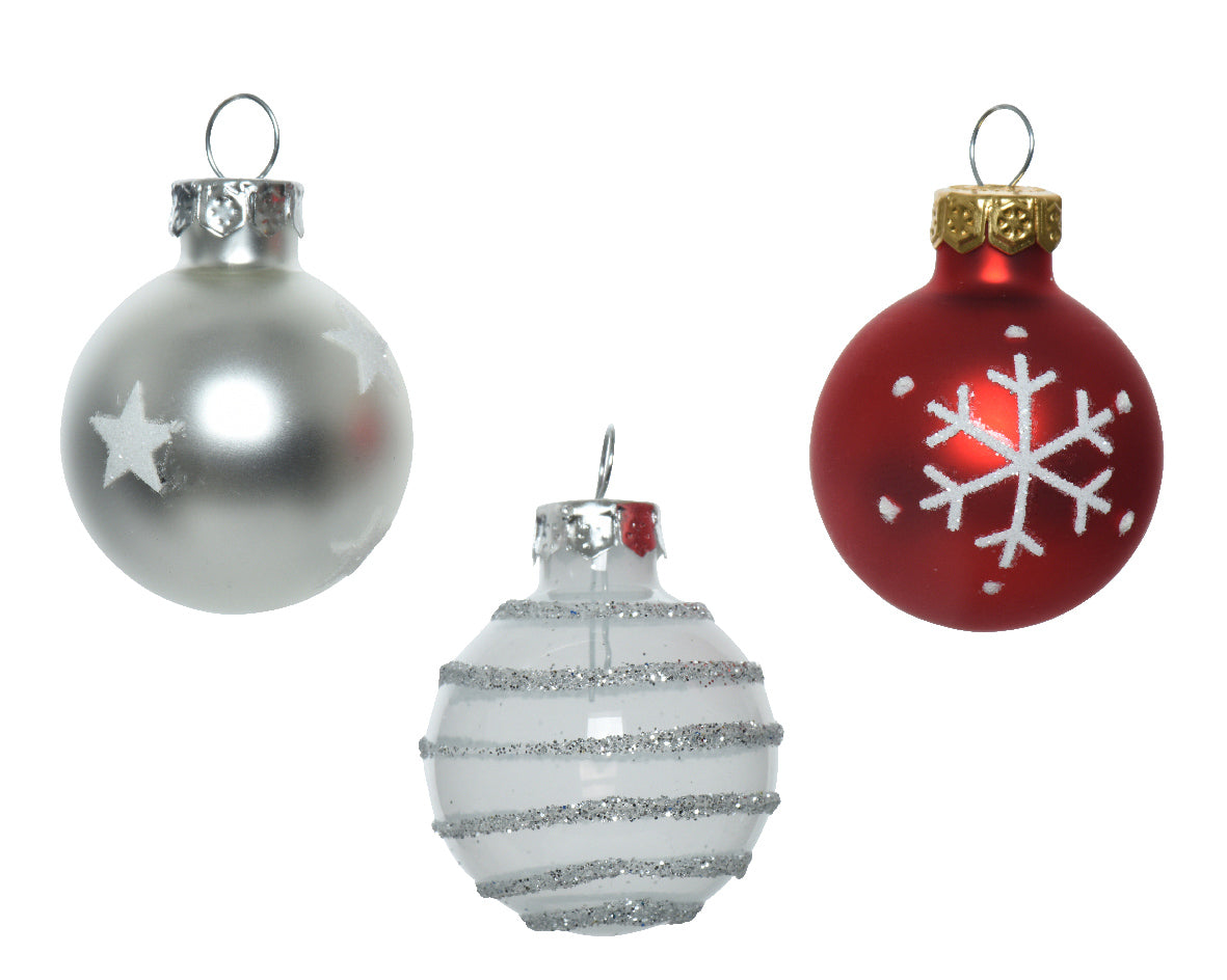 Cheerful Christmas Mix - Tube of 9 Glass Ornaments