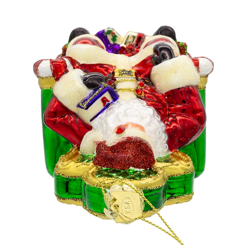 Bellissimo Glass Santa On Throne Ornament