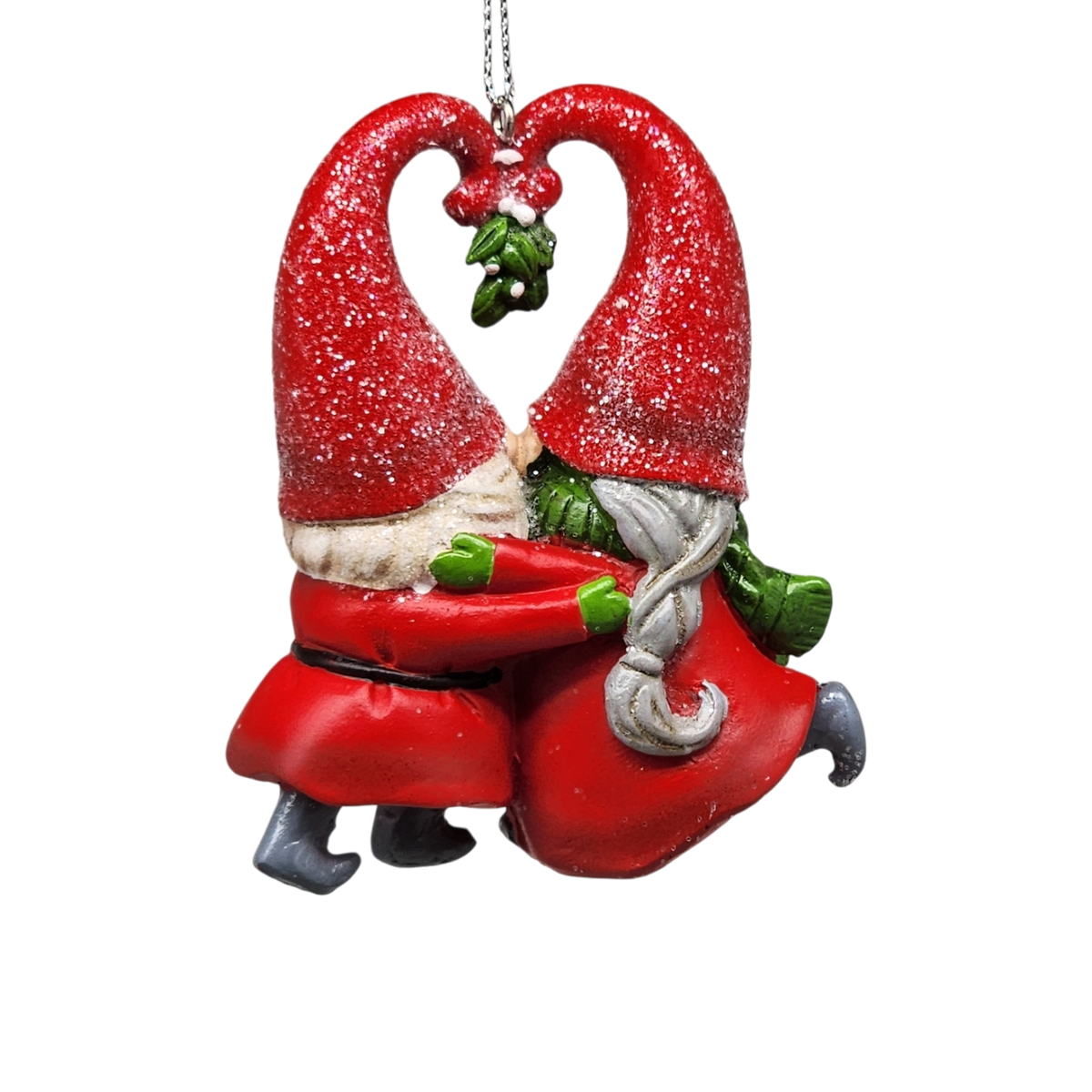 Gnomes under the Mistletoe Ornament