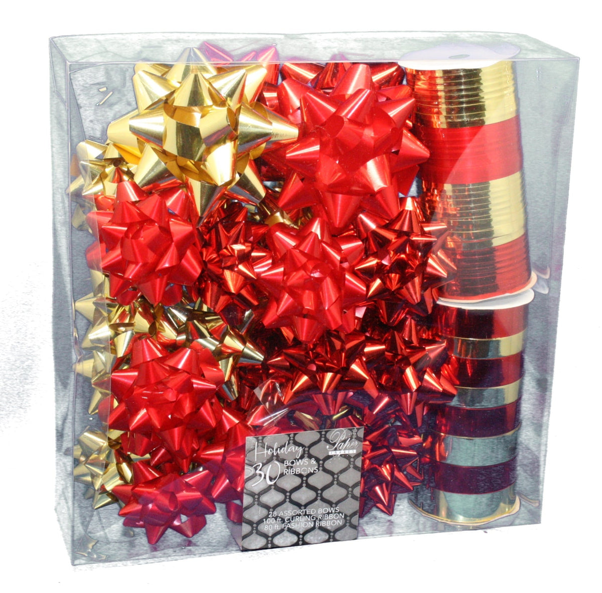 Holiday Ribbon And Bow Kit - Red/Gold
