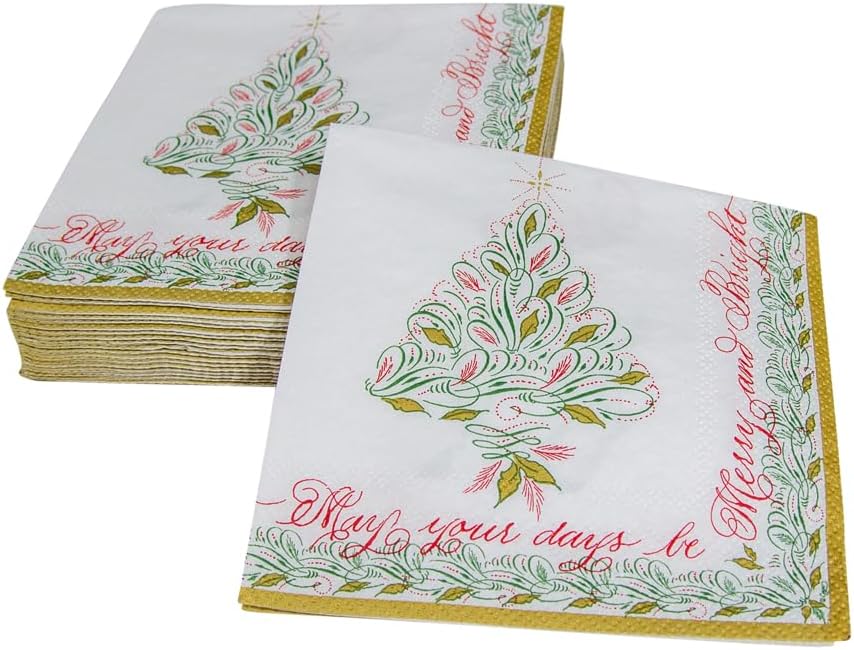 Christmas Calligraphy Paper Cocktail Napkins