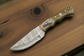 Handmade Damascus skinning Knife with Wooden Handle – 8"