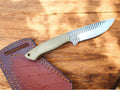 Handmade Cowboy Knife with Bone Handle & Leather Sheath