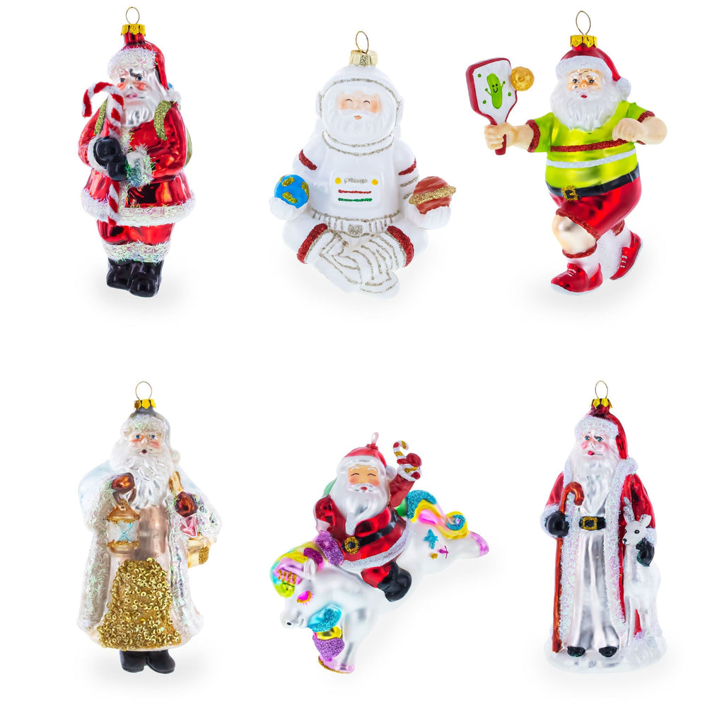 Lumberjack Santa Glass Christmas Ornament