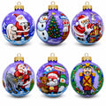 Set of 6 Santa Claus and Friends Glass Christmas Ornaments