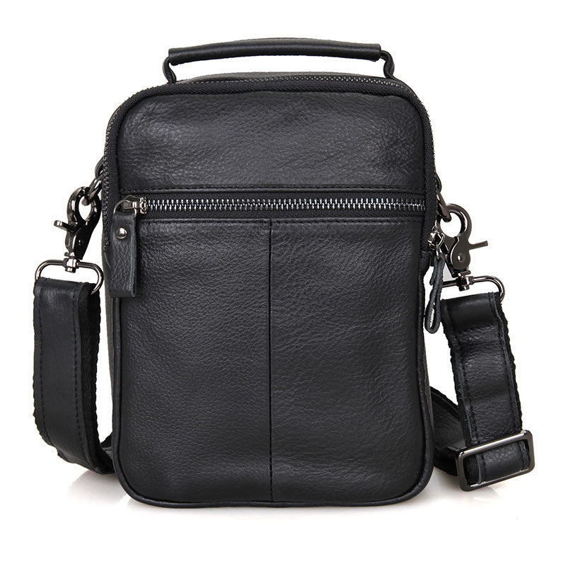 Compact Top Grain Leather Messenger Bags Men's Minimalist Shoulder Bags Satchel 1007