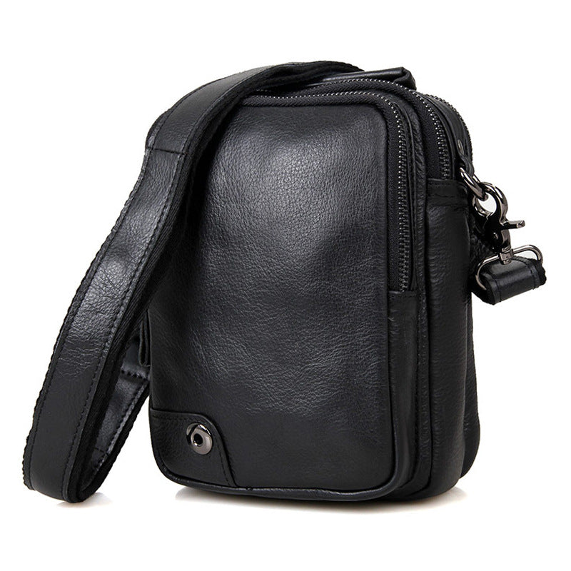 Compact Top Grain Leather Messenger Bags Men's Minimalist Shoulder Bags Satchel 1007