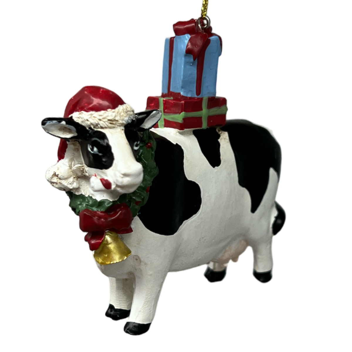 Christmas Cow with Peppermint Stick Ornament
