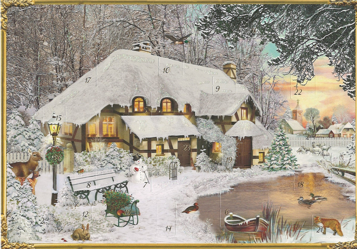 Advent Greeting Card – Charming Winter Cottage