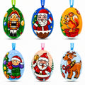 6 Santa, Nutcracker, Reindeer, Squirrel Wooden Christmas Ornaments 3 Inches