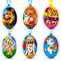 Set of 6- Dog, Cat, Bear, Squirrel Wooden Christmas Ornaments 3 Inches
