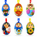 6 Ukrainian and  Doll Wooden Christmas Ornaments 3 Inches