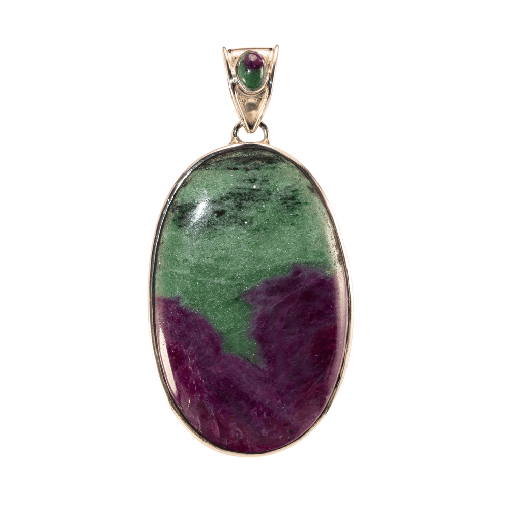 Sterling Silver Ruby Zoisite Statement Pendant - 81mm