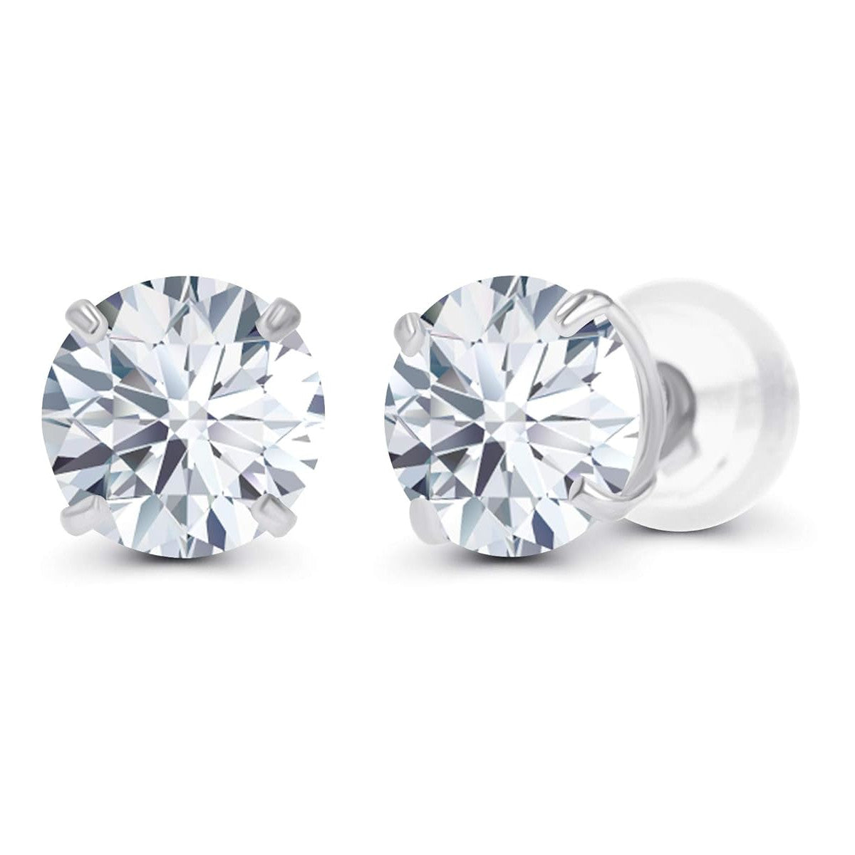 2.00 CTW AGI Certified Lab-Grown Diamond Stud Earrings in Solid 14K Gold - G Color, VS Clarity