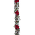 Elegant Poinsettia & Pine Holiday Garland - 72"