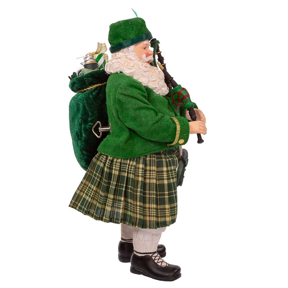 Fabriche Musical Irish Bagpiper Santa - 10 Inch