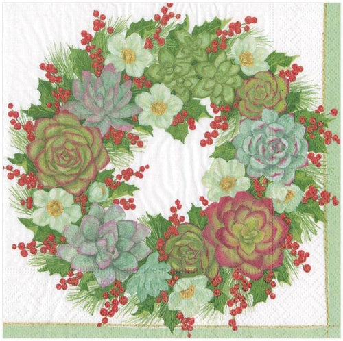 Succulent Wreath Paper Cocktail Napkins