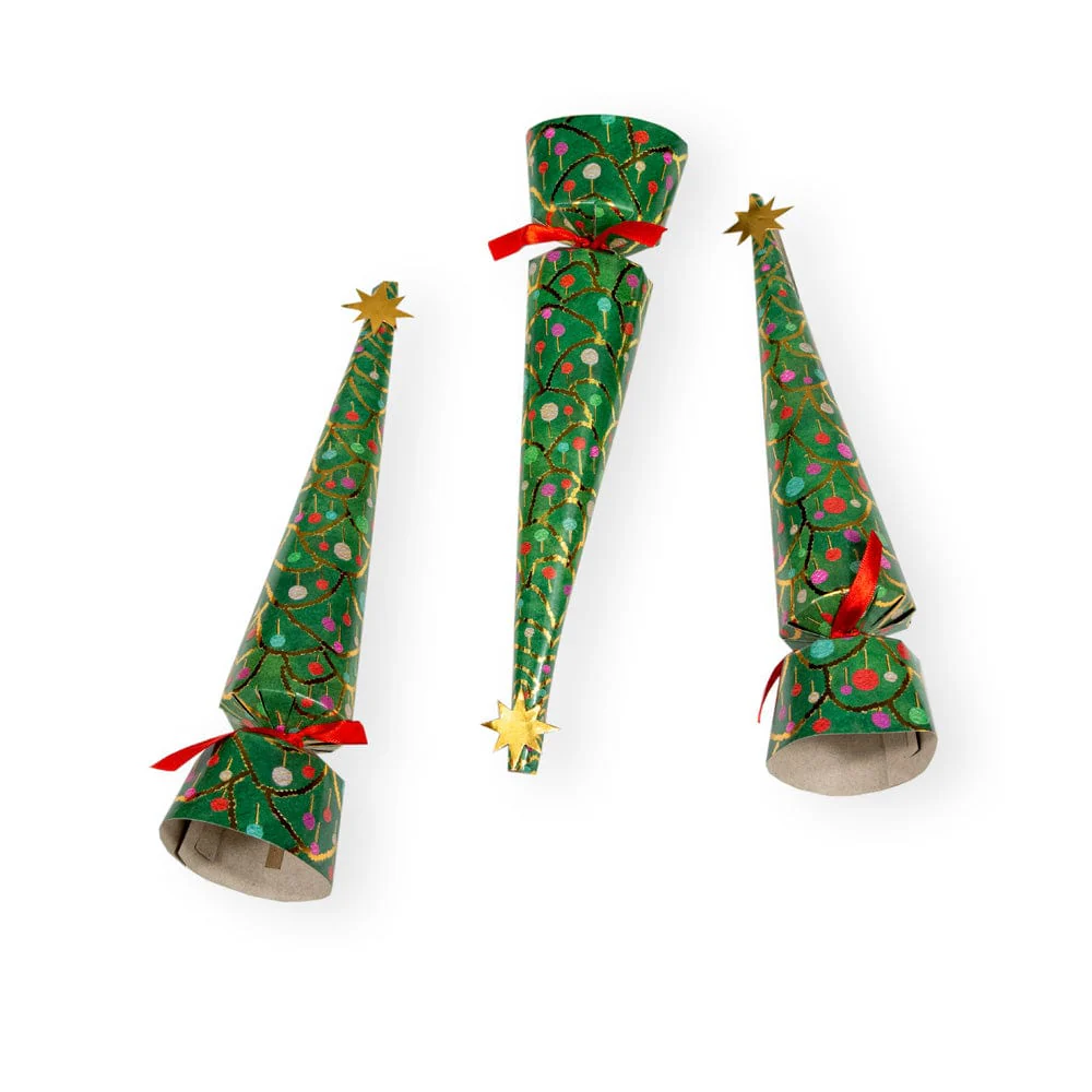 Merry And Bright Christmas Cone Crackers - 8 Per Box - 12 Inch