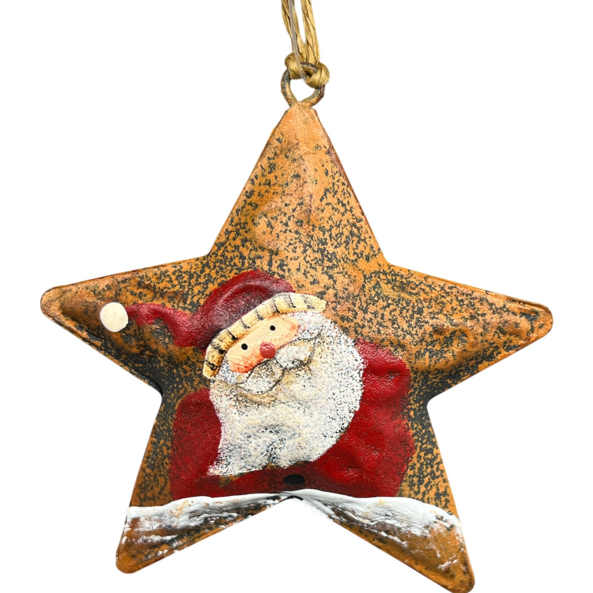 Rustic Santa Star Ornament - Hat Left