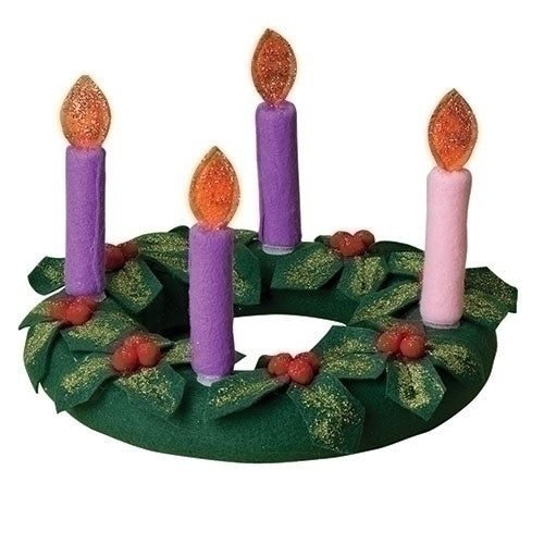 Fabric Advent Wreath with Candles and Holly