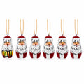 Set of 6 Santa Wooden Christmas Ornaments 1.5 Inches