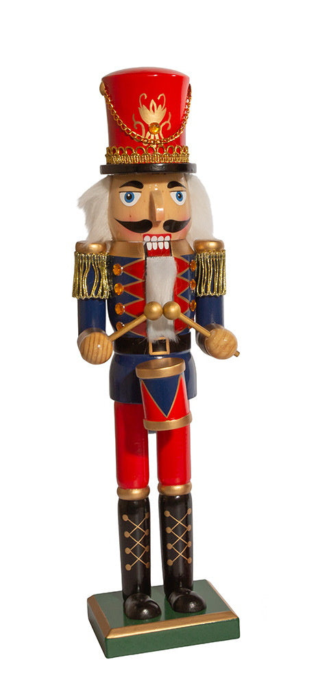 15 Inch Soldier Nutcracker - Green Base - Drums