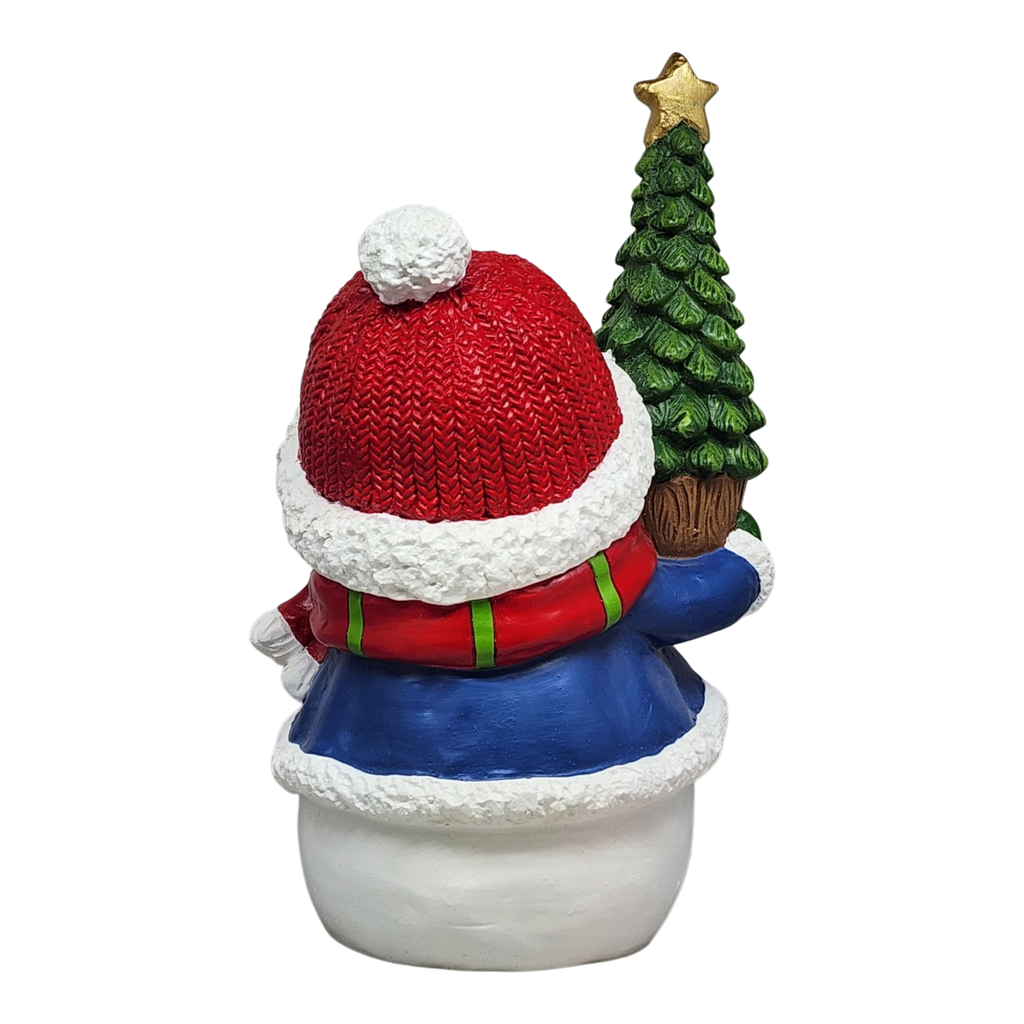 Cheerful Snowman with Moving Eyes and Christmas Tree