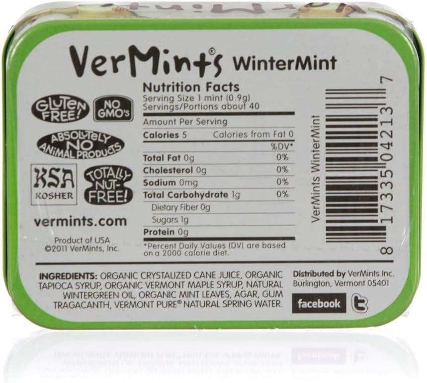 Vermints All Natural Breath Mints 1.41 Ounce - Wintergreen