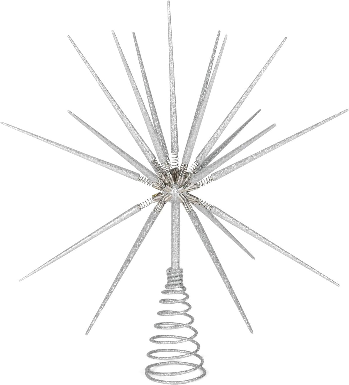 Silver Burst Tree Topper with Spike on Spring - 15 inch
