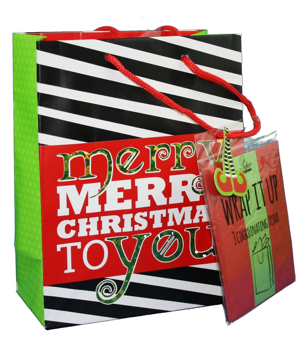Traditional Gift Bag With Matching Tissue - Holiday Cheer Large