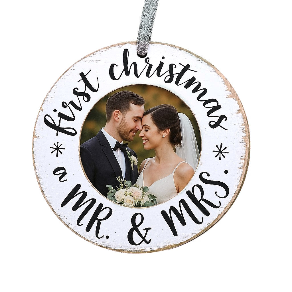 First Christmas as Mr & Mrs - Photo Ornament