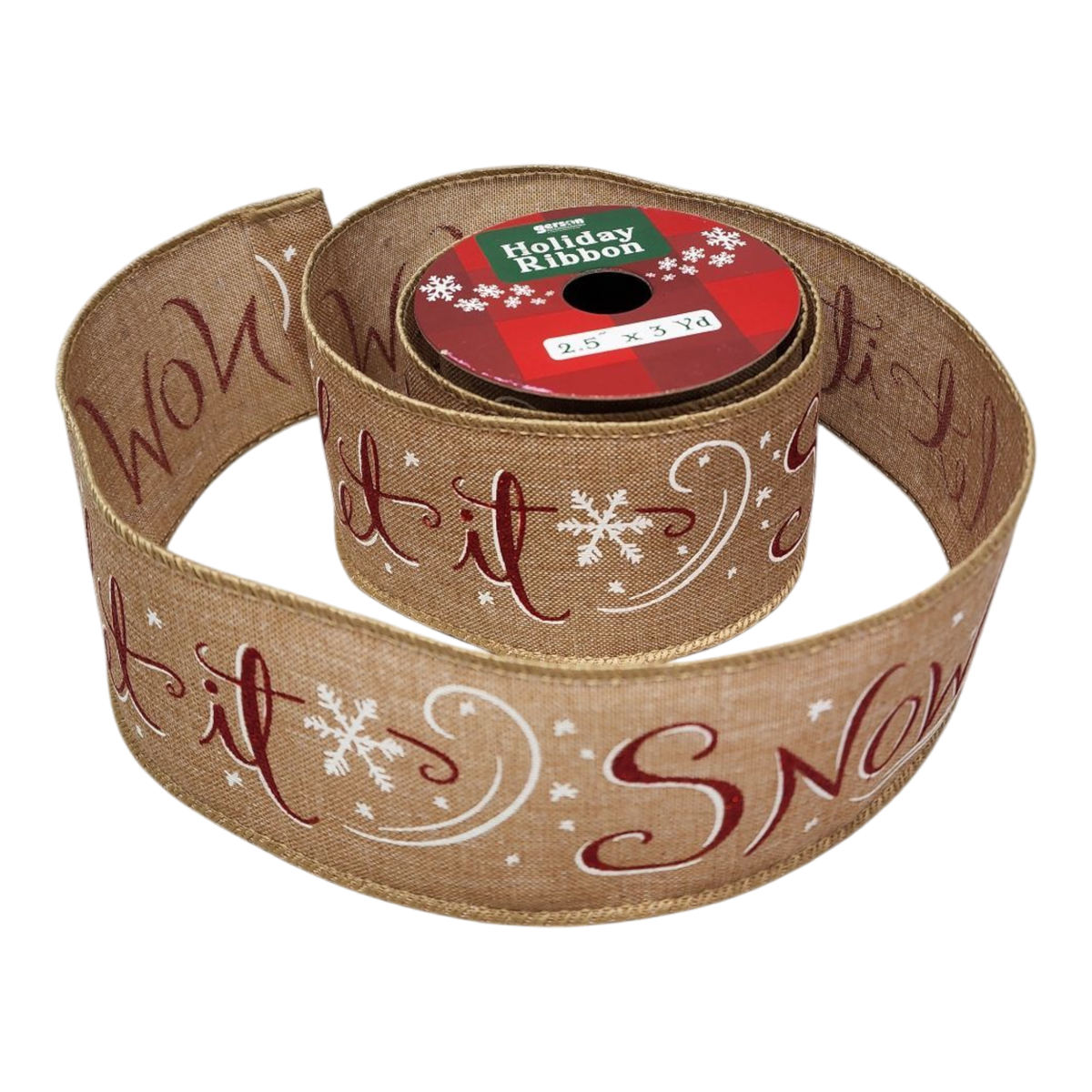 2.5" x 3 Yard Christmas Ribbon - Let it Snow