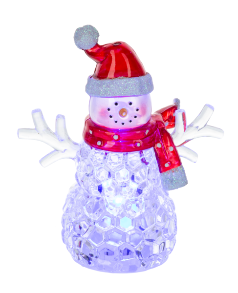 LED Light Up Crystal Snowman Mini Shimmers  - Santa Hat