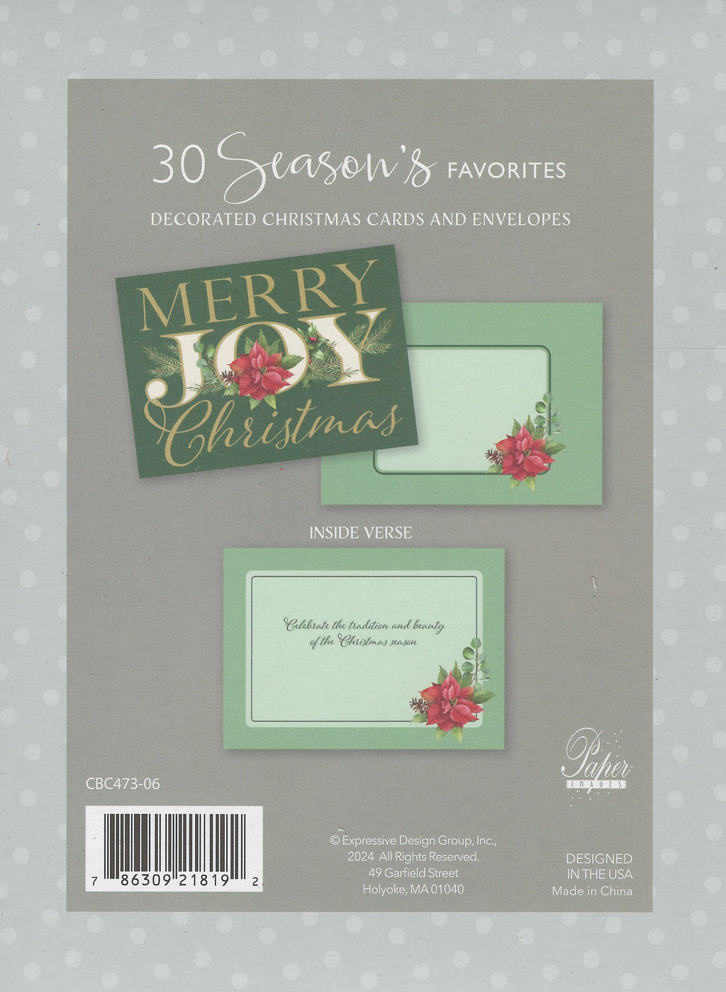 30 Value Pack Merry Joy Christmas Boxed Cards