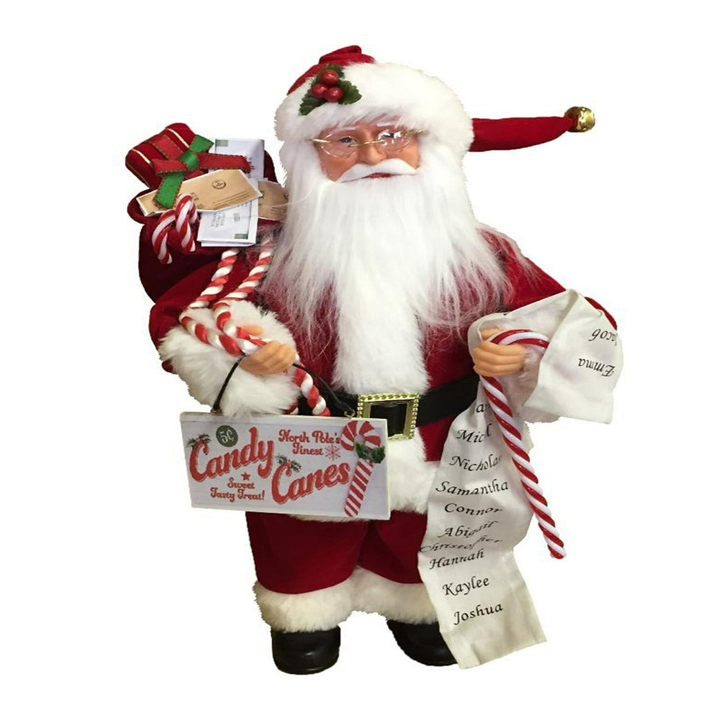 Candy Cane Claus Santa Figurine