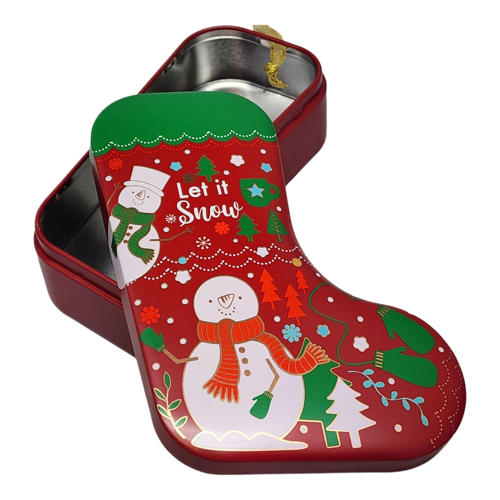 Christmas Stocking Cookie Tin Ornament - Let it Snow
