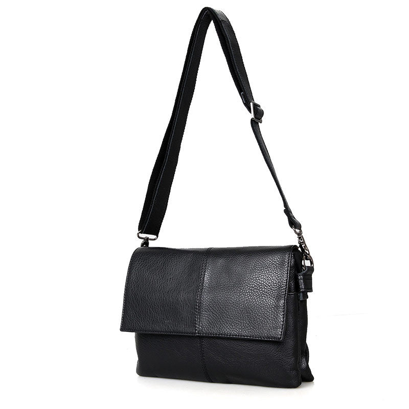 Rockcow Top Grain Leather Messenger Bags Women's Black Leather Shoulder Bag Clutch Bag C003A