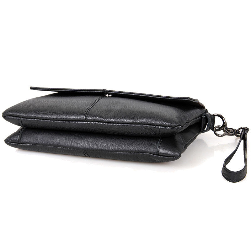 Rockcow Top Grain Leather Messenger Bags Women's Black Leather Shoulder Bag Clutch Bag C003A