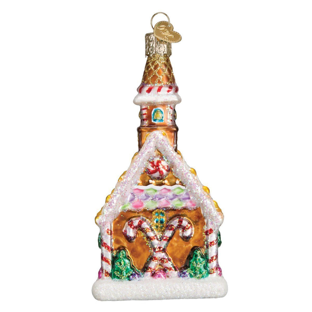 Gingerbread Church Glass Ornament