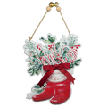 Metal Santa Boots with Bow - 10" Decor