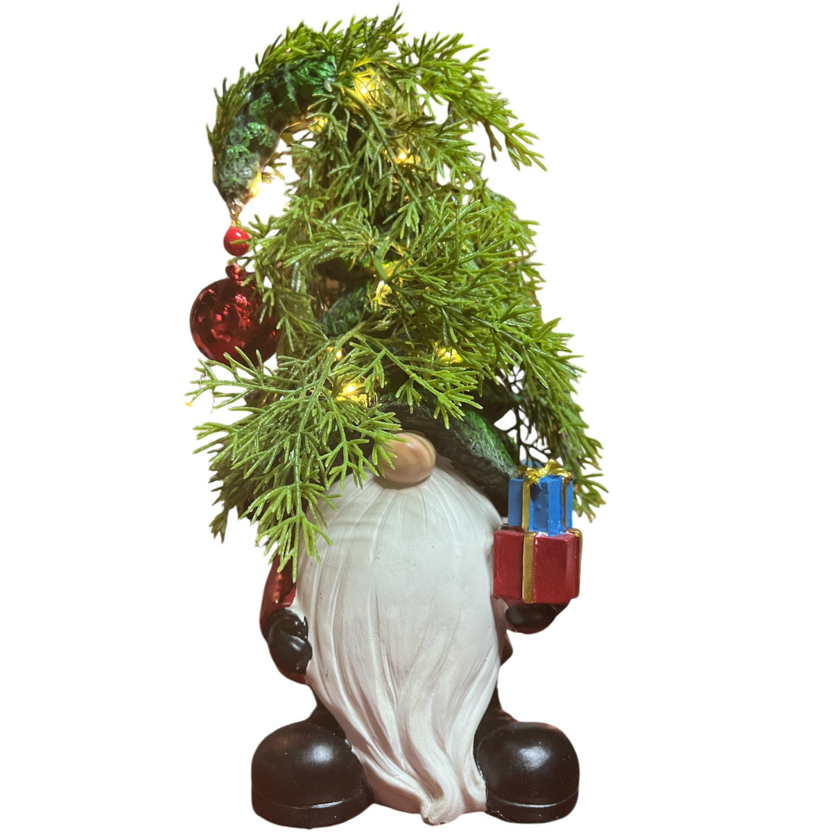 B/O Lighted Resin Holiday Gnome Figurine Red
