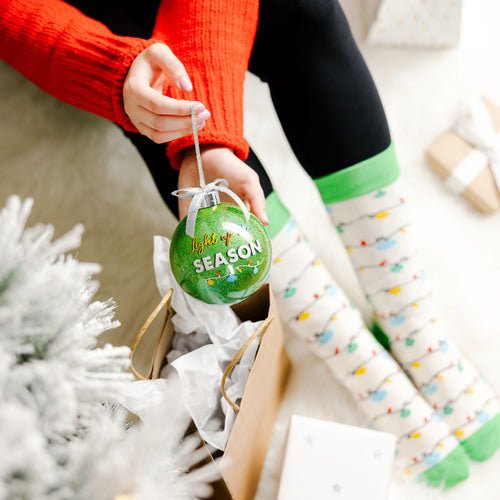 4" Ornament with Holiday Socks - Light up the season